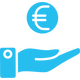 icona mano tesa verso simbolo euro