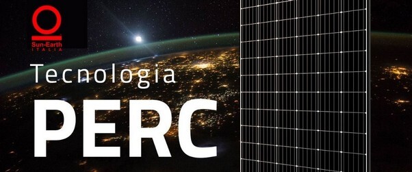 Grafica di pannello solare con scritta "tecnologia perc"